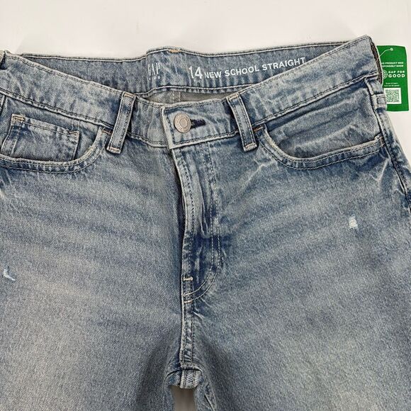 NWT Gap‎ New School Straight Distressed Raw Hem Jeans Girls 14 Plus - Picture 2 of 11